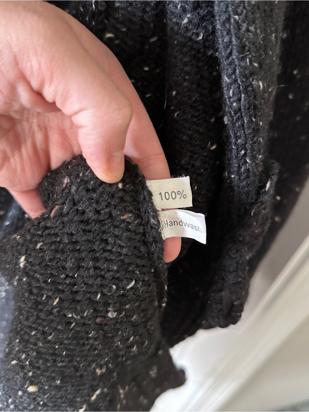 Vintage Foxglove 100% Wool Black Speckled Knit Toggle Cardigan Sweater Large - Picture 5 of 9